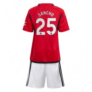 Manchester United Jadon Sancho #25 Hemmakläder Barn 2023-24 Kortärmad (+ Korta byxor)
